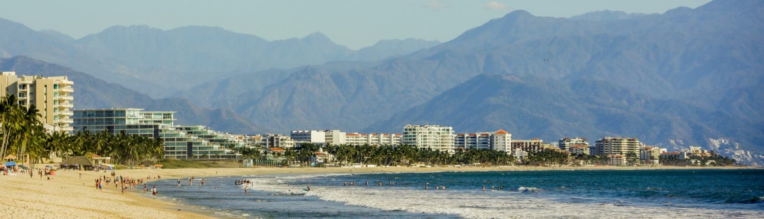 View of Flamingos from the beach in Riviera Nayarit Mexico