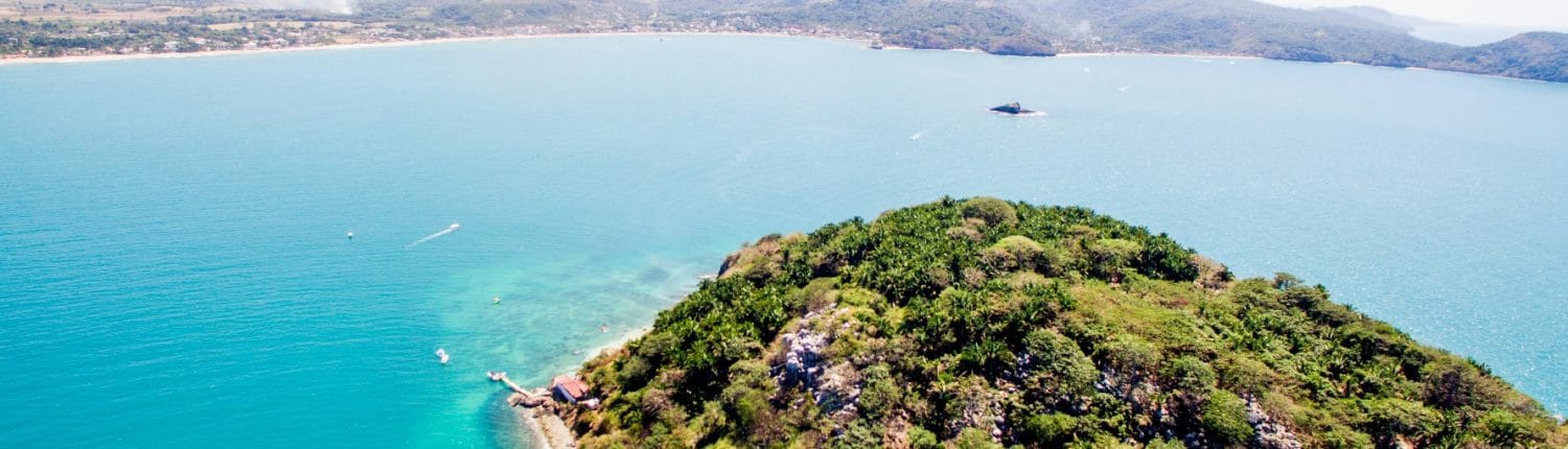 Aerial view of Isla Coral near La Penita in Riviera Nayarit Mexico