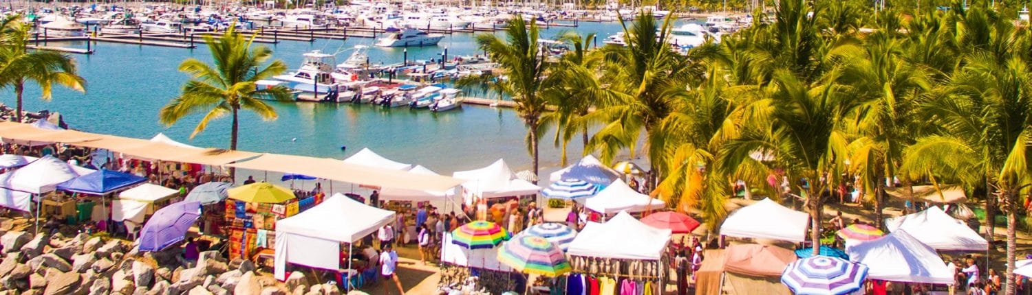 Outdoor beach market near Marina in Riviera Nayarit Mexico