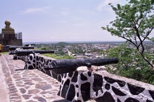 Canons along the walled fortress in San Blas Riviera Nayarit