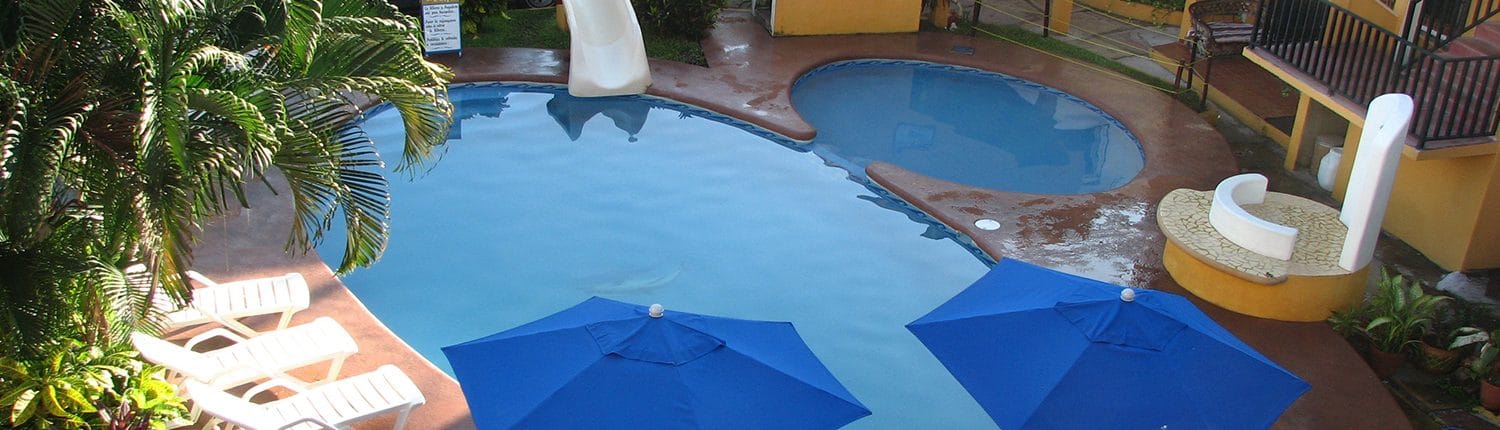 Bungalows_El_Delfin Pool at Bungalows El Delfin hotel in Rincon de Guayabitos Riviera Nayarit Mexico