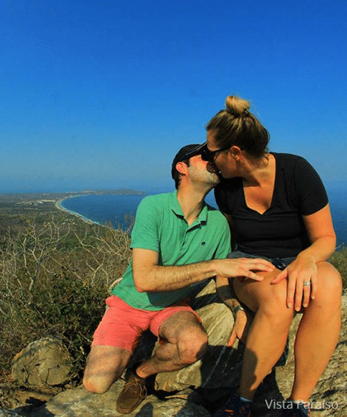 A romantic kiss while hiking in Nayarit Mexico