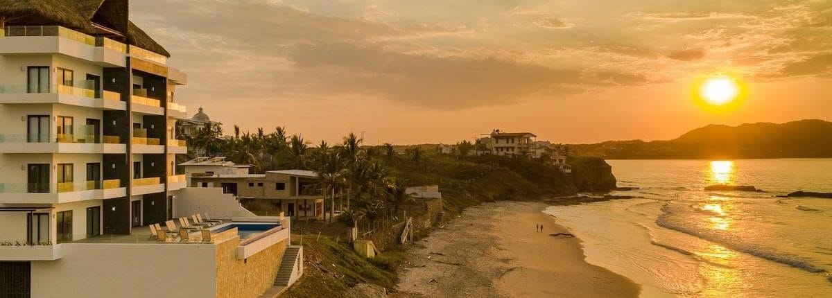 Xiobella-Punta-Mita-Hotel Sun setting over the beach at Xiobella Hotel Punta Mita Riviera Nayarit Mexico
